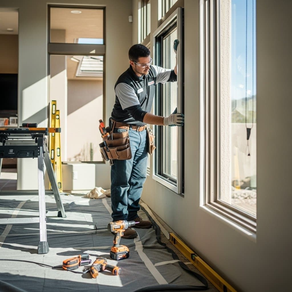 Milgard window installation detail on a Phoenix-area home